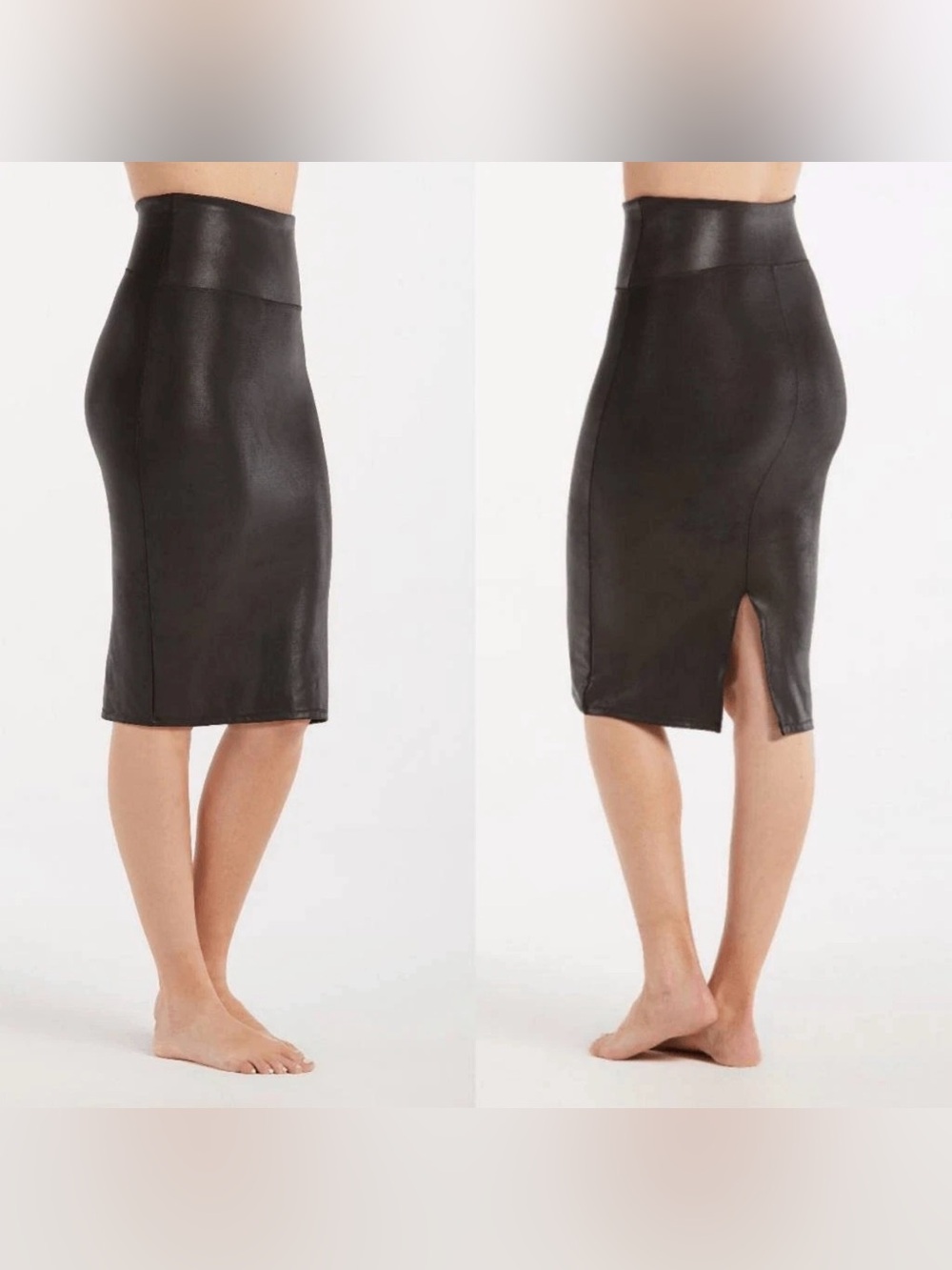 Black Spanx Faux Leather Pencil Skirt size Medium
